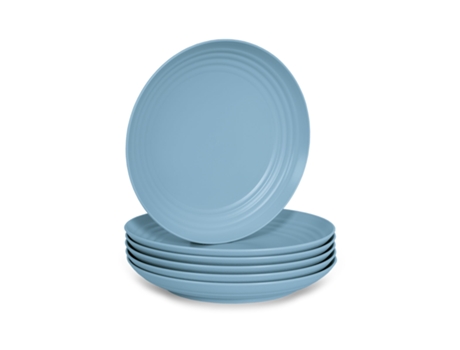 Juego de 6 Platos Plastic Forte Classic Llanos 20 cm Reutilizables. Ideal Fiestas. Azul