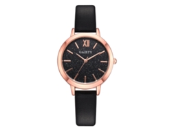 Reloj De Pulsera De Cuarzo Negro Para Mujer Gaiety Con Correa De Pu, Estilo Redondo Sencillo.