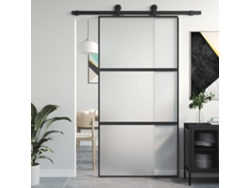 Puerta corrediza | Puerta corredera de 102,5 x 205 cm, vidrio templado y aluminio negro WSD244170 Lovely Home