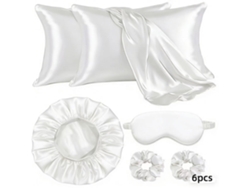 2pack Fundas De Almohada De Seda Imitación Eifson Con Antifaz Y Gomas Pelo 76x51cm (blanco)