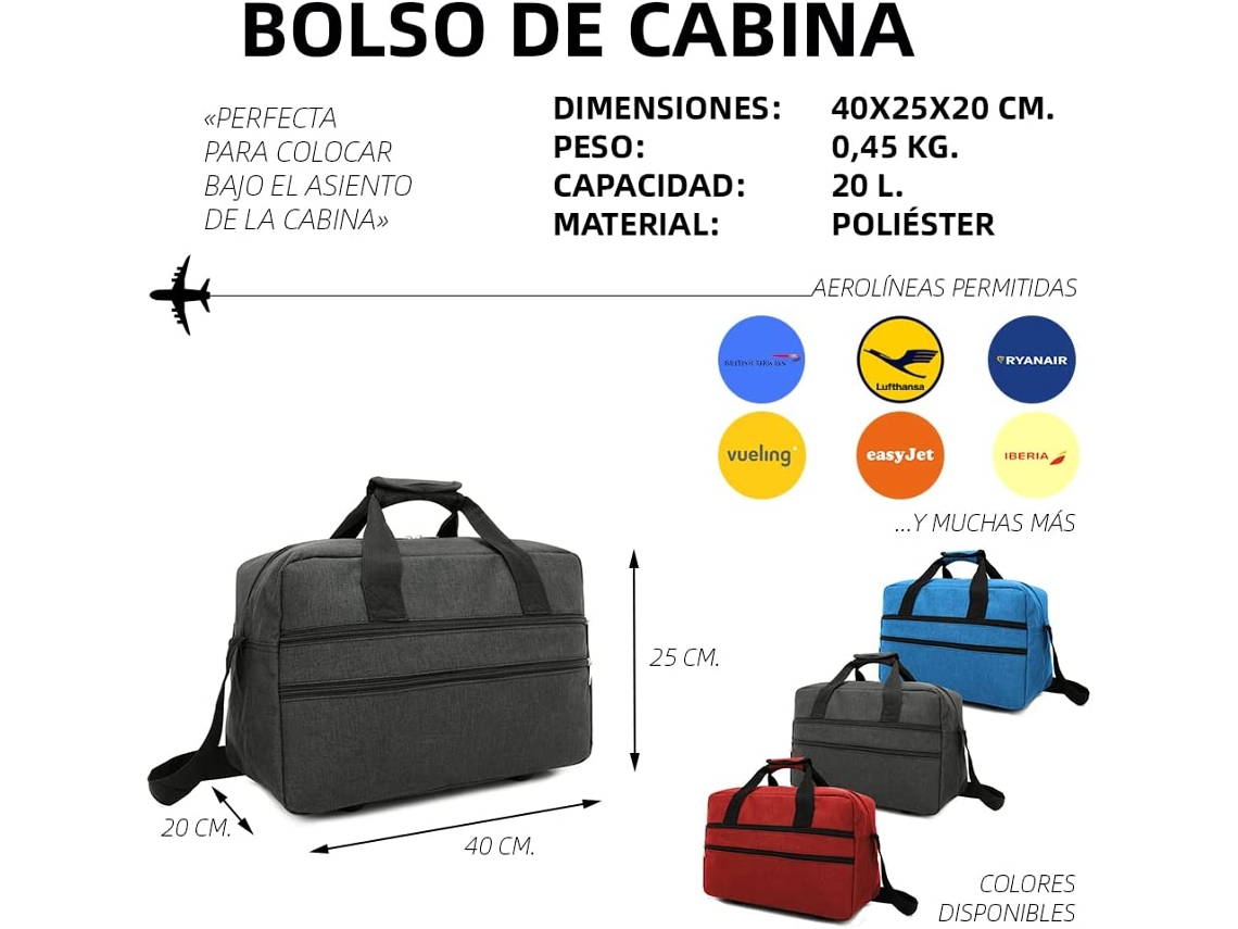 Maleta 40x20x25 Cm Ryanair Bolsos 40x20x25 Ryanair Mochila 40x20x25 Cm Ryanair  Mochila Viaje Maleta De Mano Maleta Cabina Avion Mochila 20l Equipaje De  Mano 40x20x25 Ryanair Maleta De Cabina Ryanair, Negro, 40