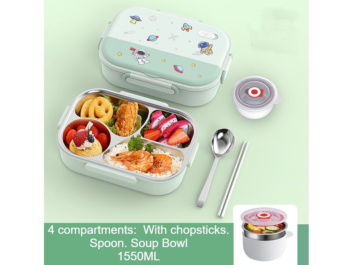 Fiambrera Bento a prueba de fugas para adultos-316 Green Four Shi-1550ml LUUCOZK