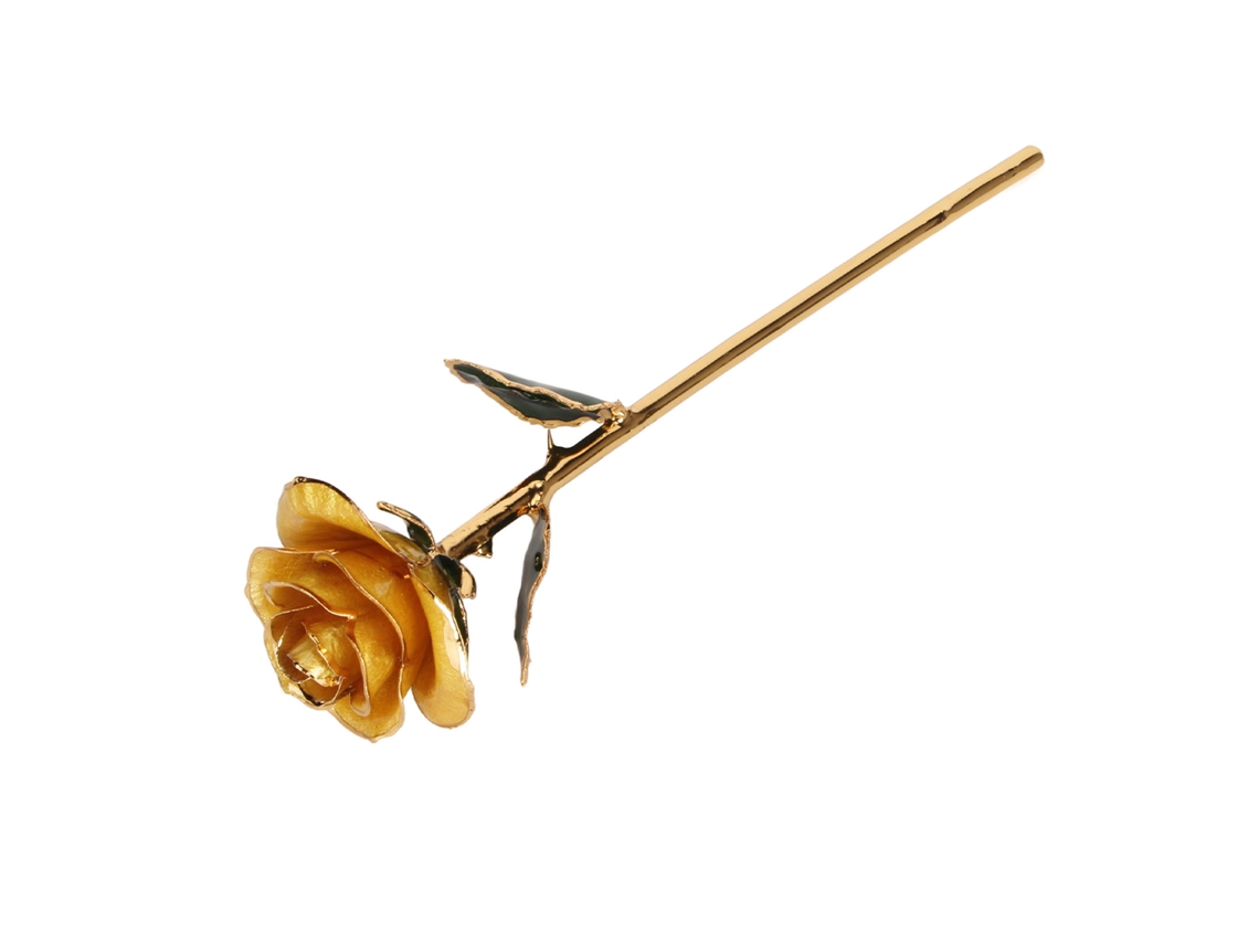 Rosa Preservada Bañada En Oro De 24 Quilates Con Soporte De Regalo Decorativo