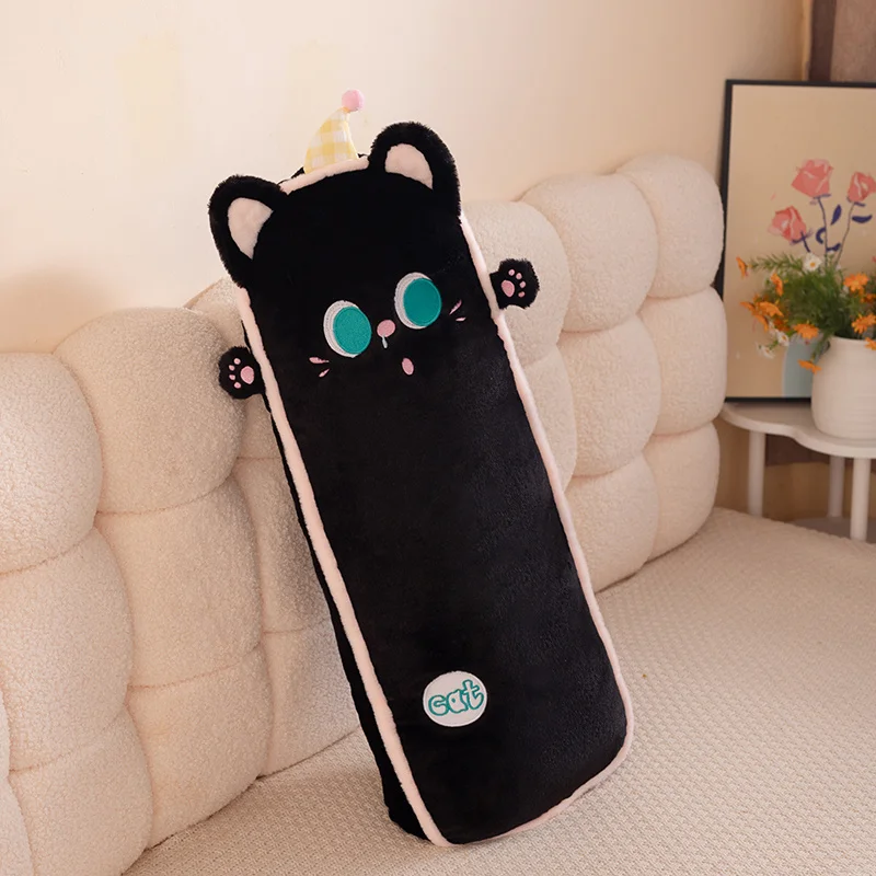 (gato Negro, 87 Cm) Almohada Larga Para Adultos Con Estampado De Animales, Suave Y Cómoda.