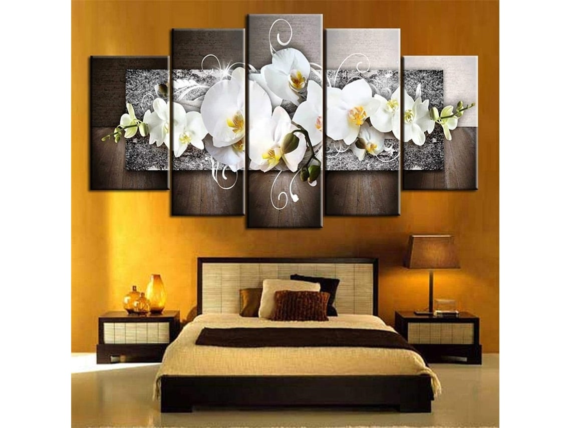 Conjunto De Quadros Decorativos Com Tema De Orquídeas Brancas, Design Para Salas De Estar E Quartos, Decoração.