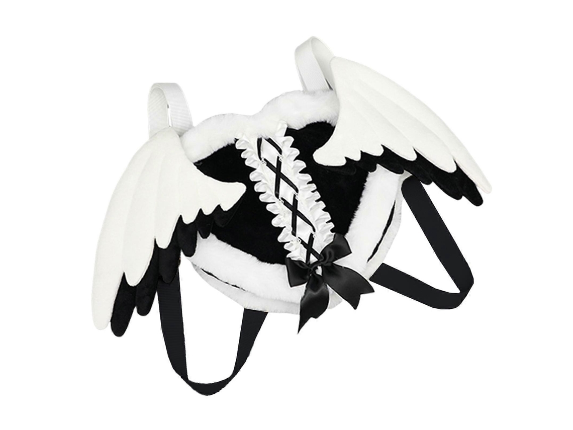 Mochila de peluche con forma de corazón y alas de ángel, estilo años 2000, ideal para animación, juegos de rol y fantasía. Mochila para adolescentes y chicas. Preta Giecy