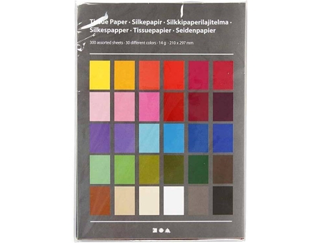 Pack 300 Hojas Papel de Seda CREOTIME Multicolor A4