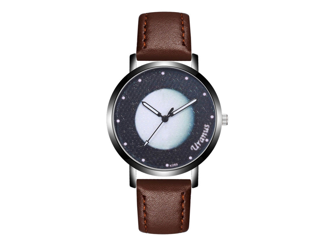 Reloj De Pareja De Cuero De Moda Con Esfera Redonda Y Movimiento De Cuarzo (color Café Oscuro)