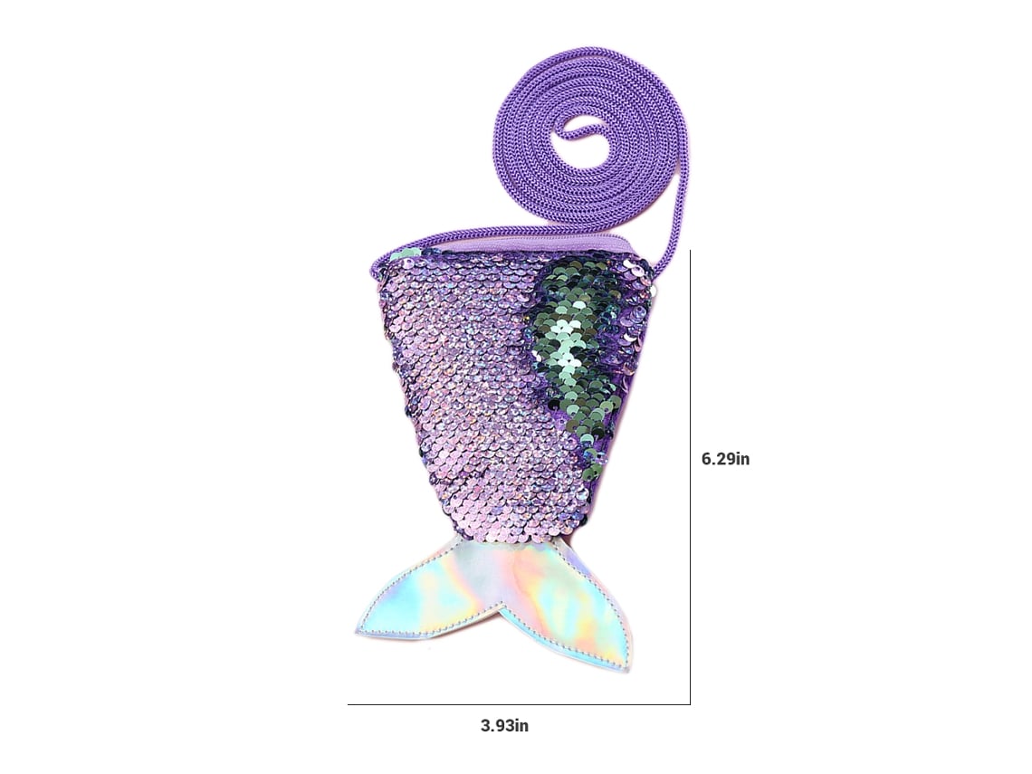 MEOIRUERY Bolsito de Lentejuelas Brillantes de Cola de Sirena, Cartera Monedero Cruzado para Niñas