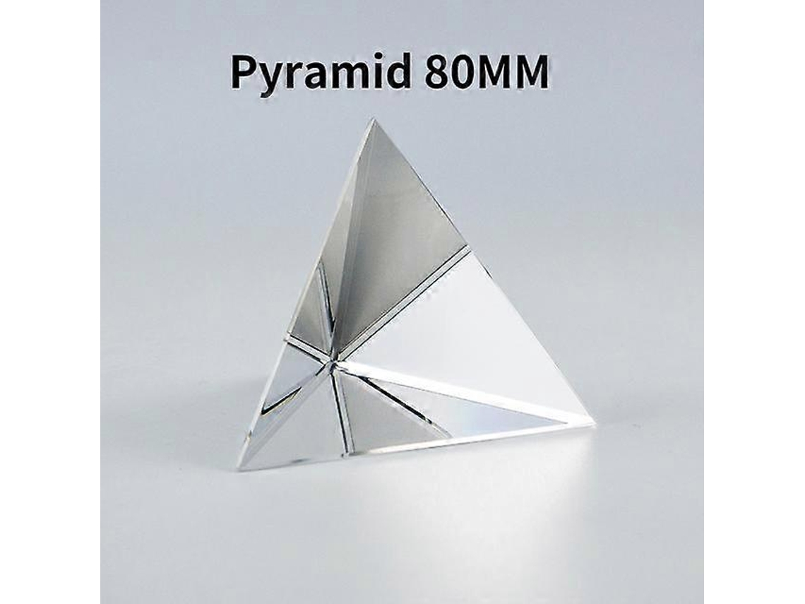 Prisma piramidal rectangular poliédrico transparente de vidrio óptico arcoíris para divulgación científica.