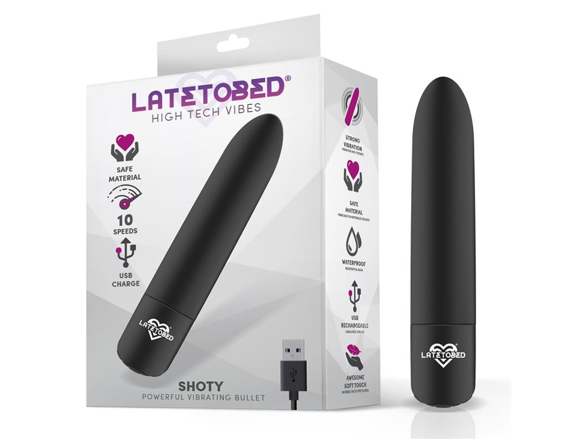 Bala Vibradora Usb 10 Velocidades Potente Motor Negro LATETOBED