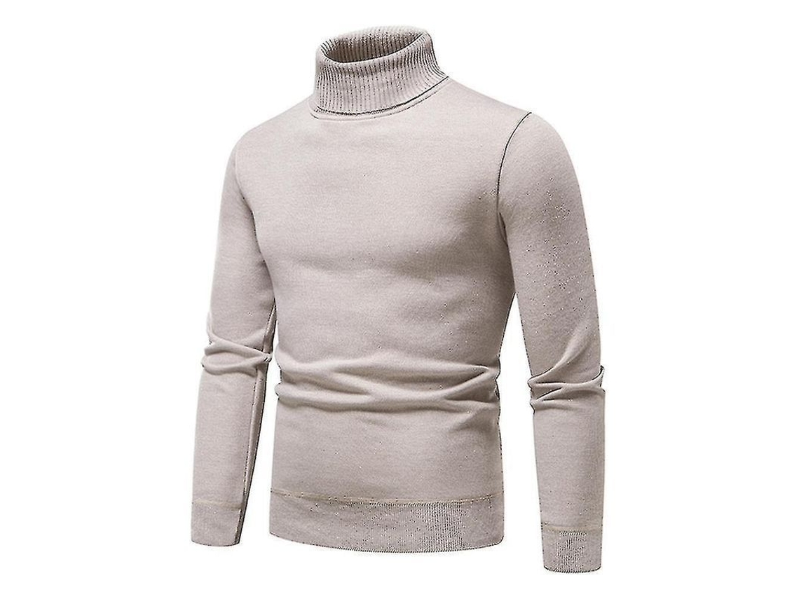 Camisa masculina básica de inverno, gola redonda, corte slim, tecido grosso quente, poliéster, tamanho 4XL, bege, modelo 2026.