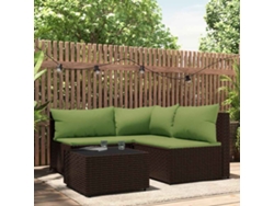 Conjunto de jardín de 4 piezas con cojines de mimbre marrón DKD Home Decor