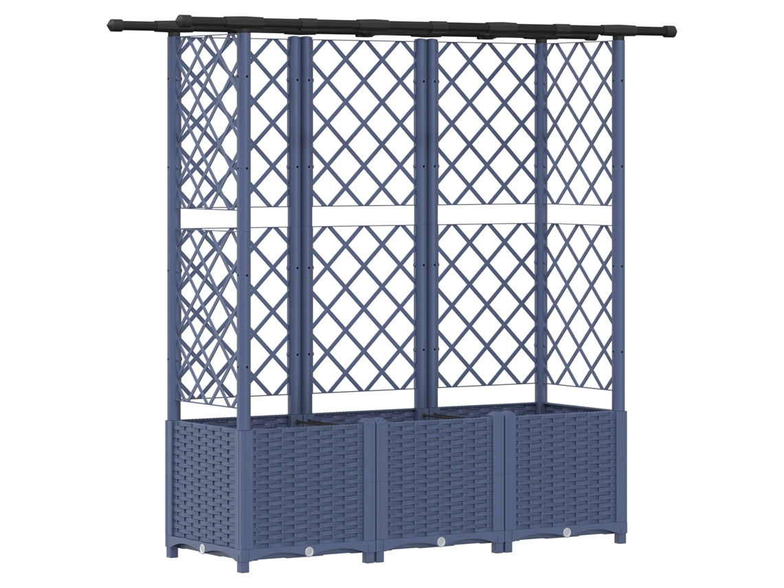 Vidaxl Cama Elevada Con Trellis Y Techo Gris 162,5 X 40 X 138 Cm Pp