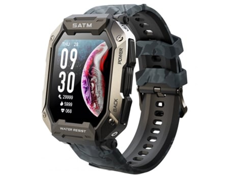 Smartwatch Bluetooth 5 0 Monitor de oxígeno en sangre impermeable al aire libre para Android iOS Camuflaje Negro