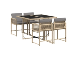 Maison Exclusive - Set Comedor De Jardín 5 Pzas Con Cojines Ratán Sintético Beige