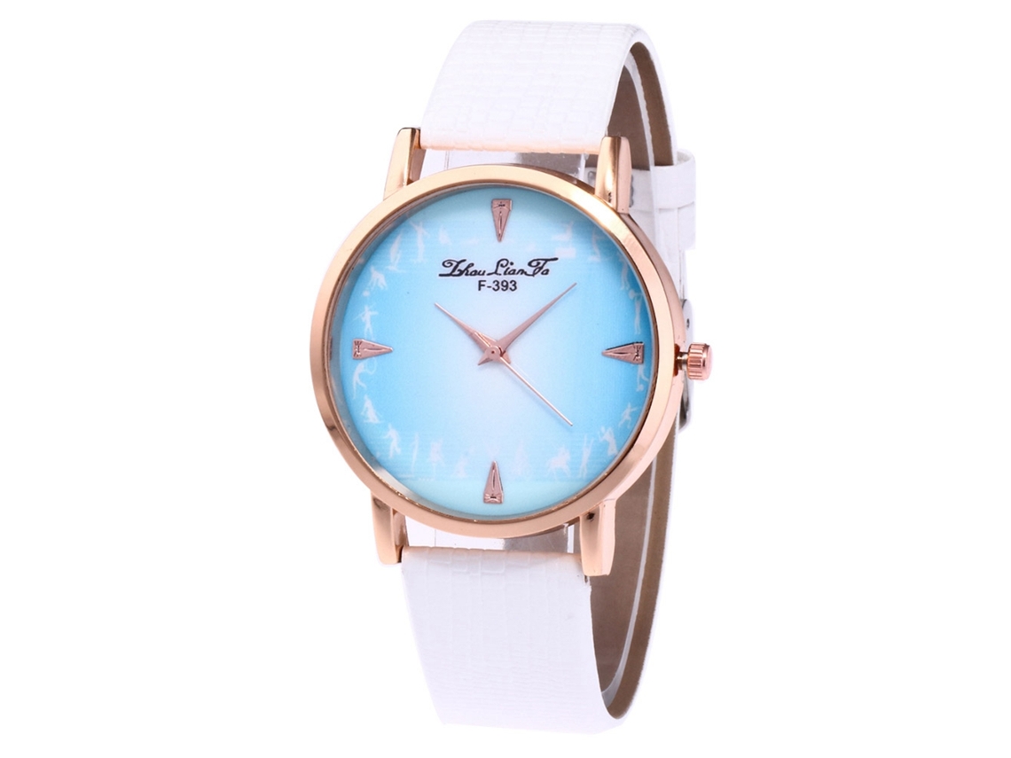 Reloj De Pareja Zhoulianfa, Correa De Cuero Sintético, Movimiento De Cuarzo, Diseño Moderno, Estampado Blanco.