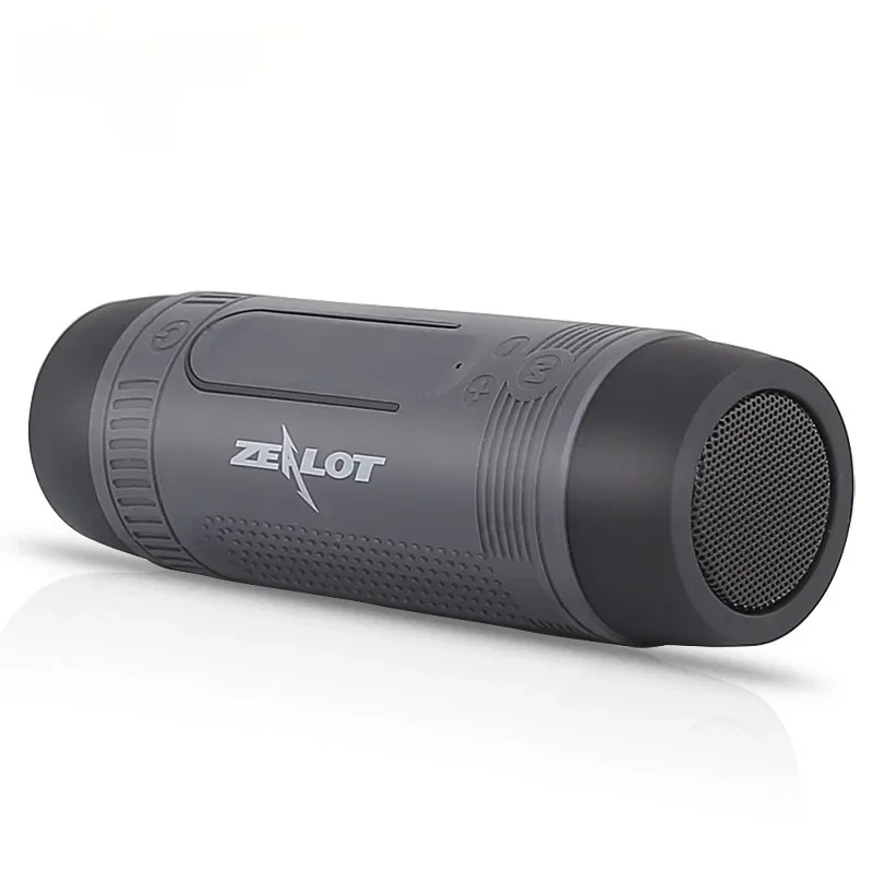 (gris) Altavoz Bluetooth Inalámbrico Portátil Para Exteriores Con Linterna, Banco De Energía Y Radio Fm.