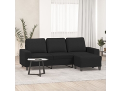 Sofá De 3 Plazas | Sofá De Salón | Sofá De Descanso Con Taburete De Tela Negro 180 Cm Wsd684529