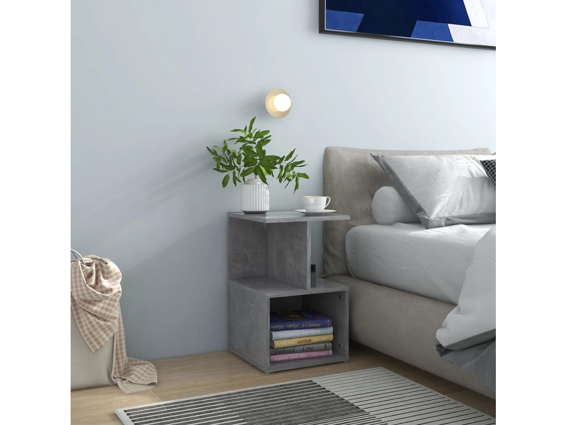 Mesitas de Noche LOVELY HOME Mesinha 2 Pcs 35X35X55 Cm Contrapl. Cinzento Cimento