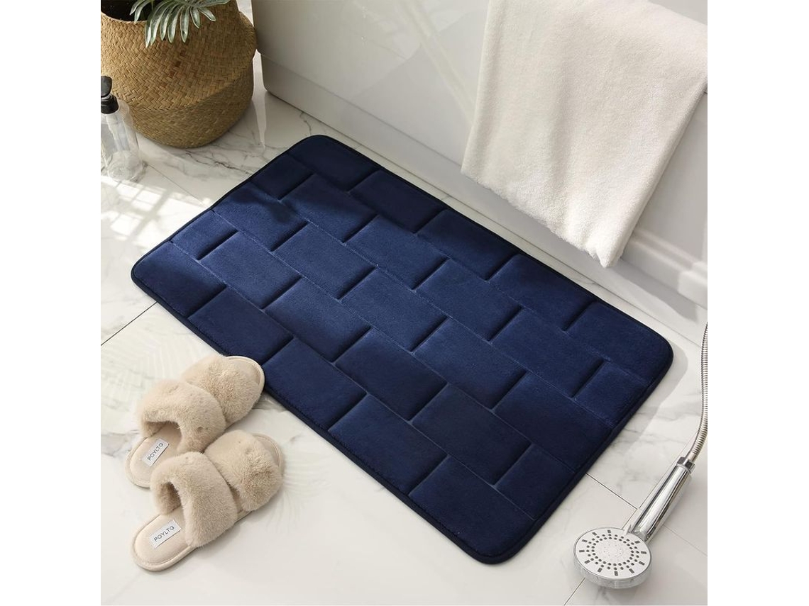 2026-linjou Tapete De Baño Antideslizante De Espuma De Memoria Absorbente Lavable 50x80cm Azul Oscuro Azul 50 X 80cm