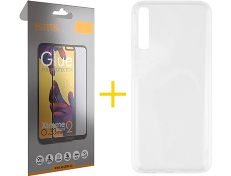 Kit Funda + Protector de Pantalla Samsung Galaxy A50 ACCETEL Full Silicona Líquida (Transparente)