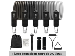 Banda elástica de resistencia con asas, ideal para fisioterapia y modelado corporal. Mdug (negra, 90 kg)
