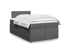 Cama Box Spring Con Colchón Tela Gris Oscuro 120x190 Cm