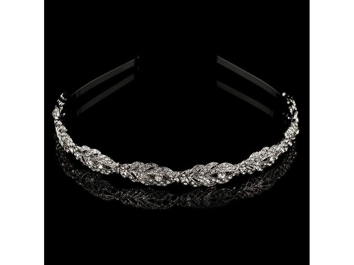 Corona De Flores Con Diamantes De Imitación Para Novias Y Damas De Honor - Accesorio Para El Cabello Plateado Para Bodas Y Fiestas.