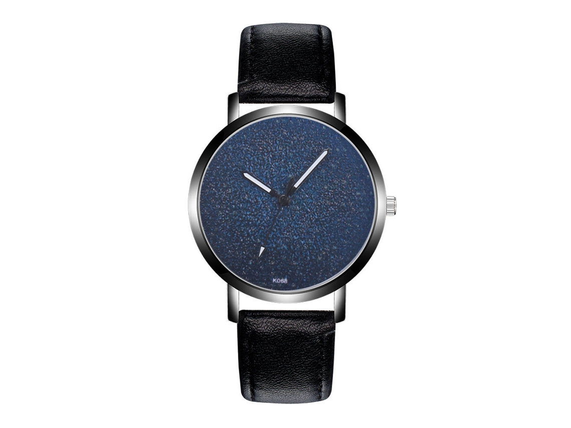 Reloj De Pulsera Analógico De Cuero Para Hombre Con Esfera Redonda De Cuarzo (negro)