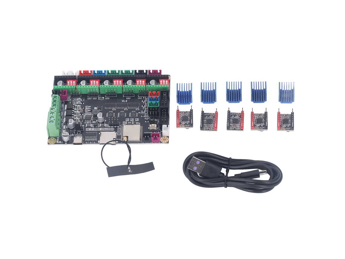 Placa de control para impresora 3D MKS Tinybee V1.0, placa base, 5 controladores, TMC2209, disipador térmico de 12-24 V CC
