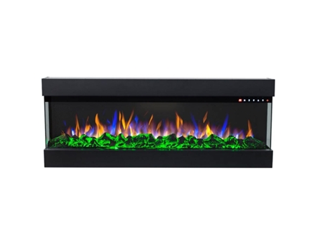 Glow Fire Insert 36 Chimenea eléctrica de pared 1600W con mando a distancia, Negro