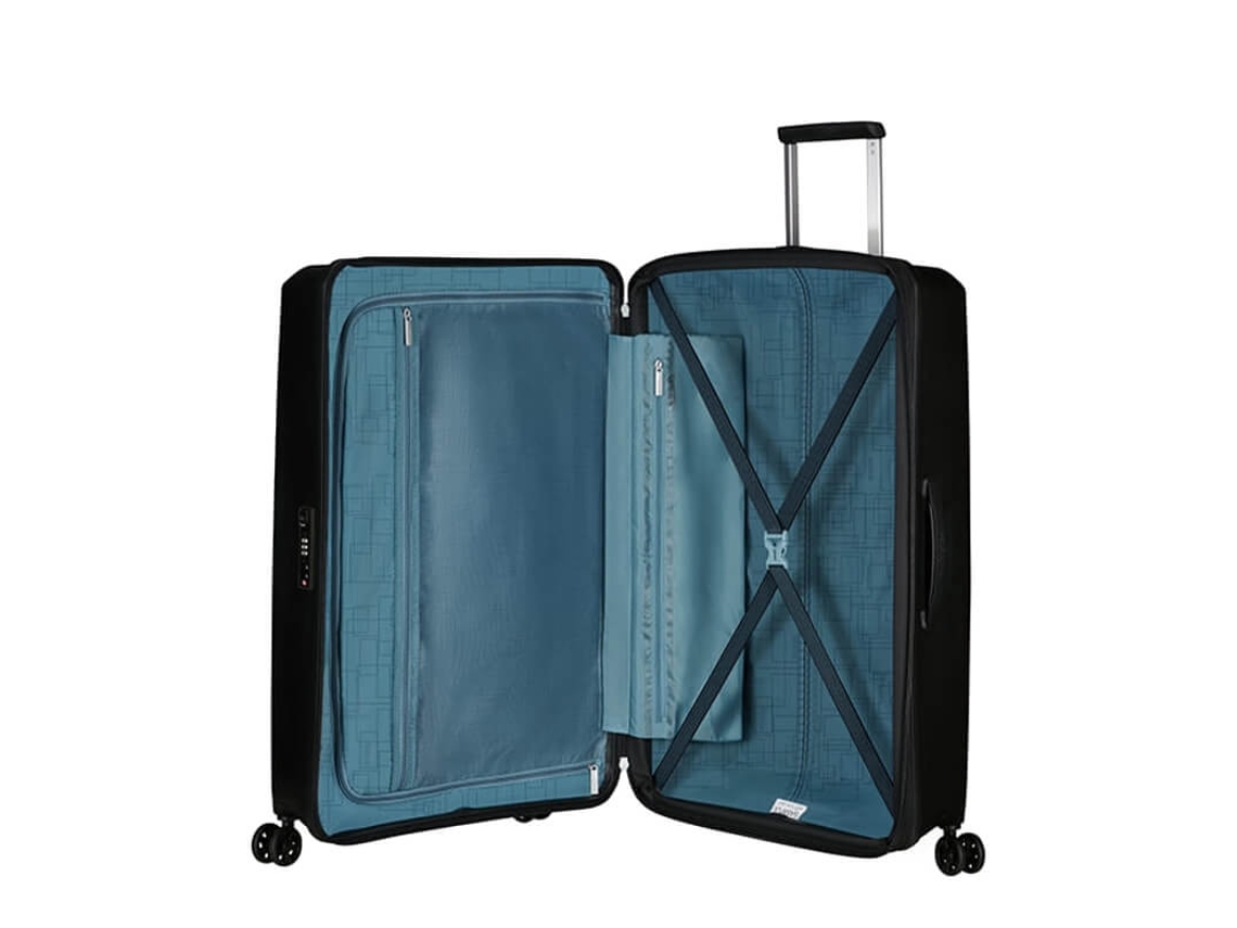 Maleta de Viaje Grande Aerostep 77 cm con 4 Ruedas Expansible Negro 101,5 L AMERICAN TOURISTER