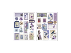 2 hojas de pegatinas vintage altas para agenda, decoración, cuaderno, scrapbooking y portátil. Color morado.