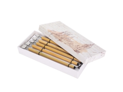 Juego De 5 Plumas De Bambú Para Caligrafía Y Dibujo - En Caja - Material Escolar