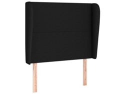 Maison Exclusive - Cabecero Con Orejas De Tela Negro 93x23x118/128 Cm
