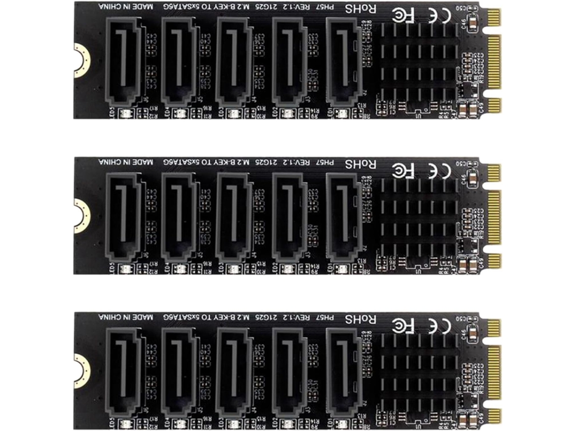 Paquete De 3 Tarjetas De Expansión M.2 Ngff B-key, 5 Puertos, 6 Gbps, Chipset Jm575
