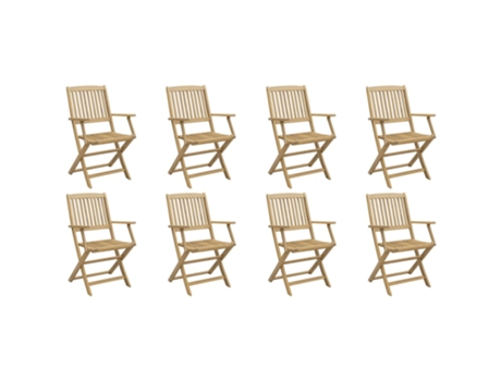 Conjunto 8 Silla De Jardín VIDAXL Marrón Madera de acacia