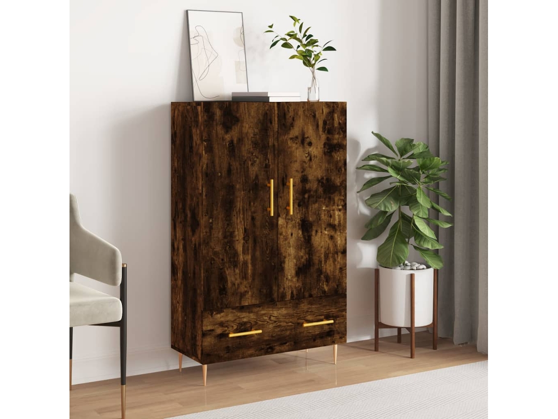 Aparador Alto Madera De Ingeniería Roble Ahumado 69,5x31x115 Cm