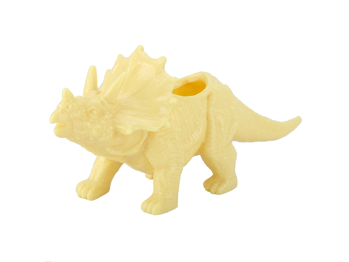 Maceta de Triceratops con forma de animal, cactus y suculentas, decoración de jardín (amarilla)