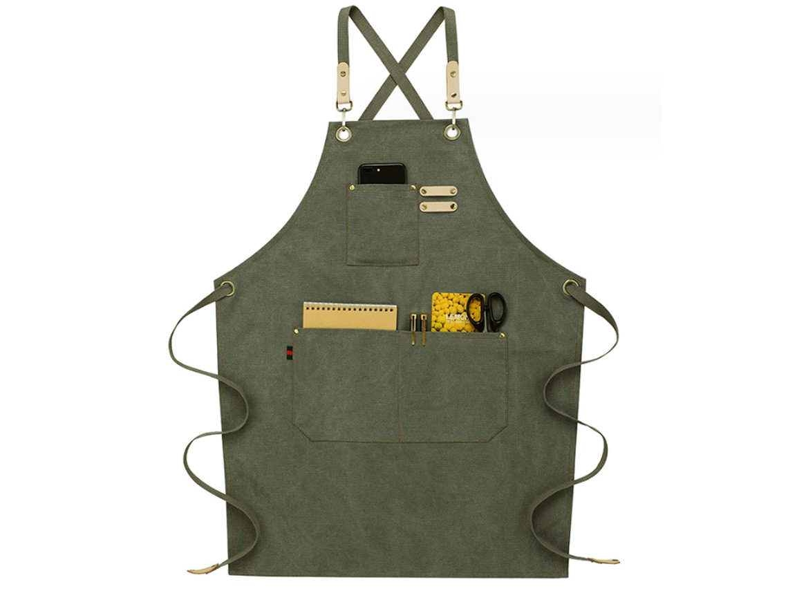Delantales De Cocinero Para Hombre Y Mujer Con Grandes Bolsillos, Delantal De Lona De Algodón Cruzado Resistente Y Ajustable