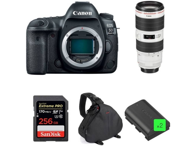 Kit Cámara Reflex CANON EOS 5D Mark IV + EF 70-200mm f/2.8L IS III USM + SanDisk 256GB + 2 LP-E6N + Bolsa