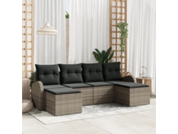 Conjunto de sofá de jardín de ratán polimérico Lovely Home con cojines grises