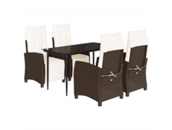 Conjunto 5 comedor de jardín VIDAXL y cojines ratán sintético marrón