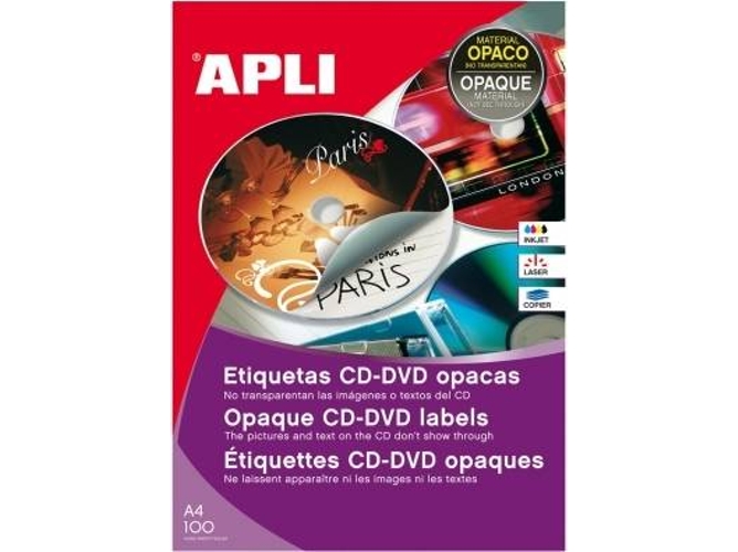 Etiquetas APLI para CD-DVD Opacas