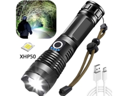 Linterna Led Recargable Por Usb Xhp50 Iluminación De Emergencia De 10000 Lúmenes Linterna Con Zoom Batería 18650 VENISYMLIS