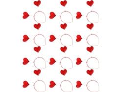 Juego De 12 Diademas Rojas Brillantes Con Forma De Corazón Para El Día De San Valentín.