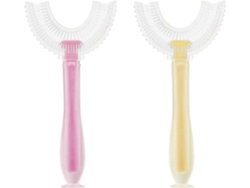 2 cepillos de dientes infantiles en forma de U con cerdas de silicona suave para un suave masaje y limpieza de las encías, cepillo de dientes manual GOKOCO