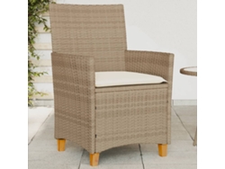 Sillas de jardín DKD Home Decor de 2 piezas con cojines, mimbre/madera beige