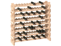 Botellero con capacidad para 96 botellas, con 8 niveles modulares, 114×28×113,5 cm, madera natural.